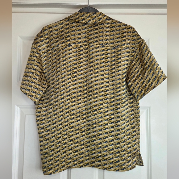 House of Harlow 1960 Gold & Blue Geometric Print Satin Blouse - Size XS - Picture 8 of 8
